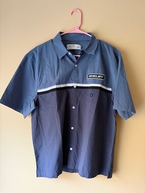 Hollister Two-Tone Shelby Short-Sleeve Button-Down Shirt - Blue/Navy